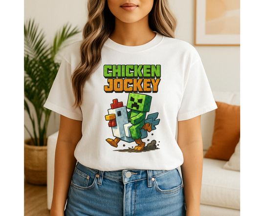 Discover Chicken Jockey Game Character, Funny Gamer Chicken Shirt