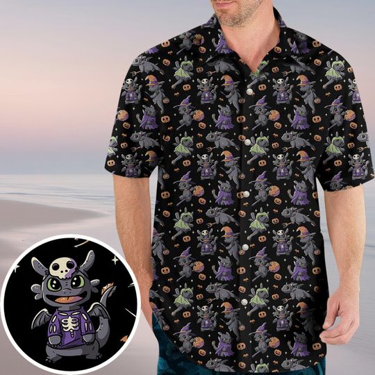 Discover Toothless Pumpkin Hawaiian Shirt, How to Train Your Dragon Hawaiians