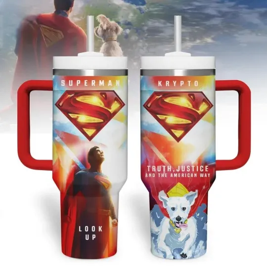Discover Supe rman Kr ypto 40 Oz Handle Tumbler Cup