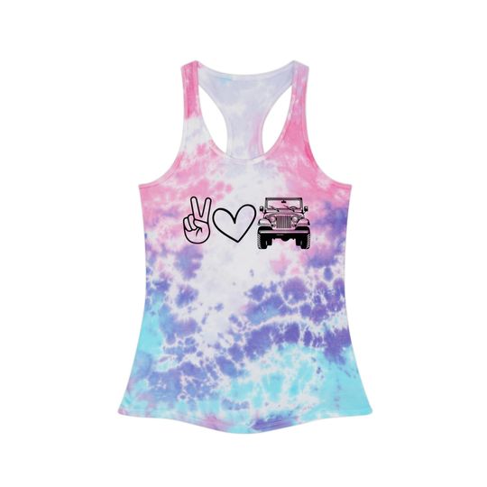 Discover Peace Love Offroad Tie Dye Racerback Tank Top, Summer Festival Tank, Vacation Vibes
