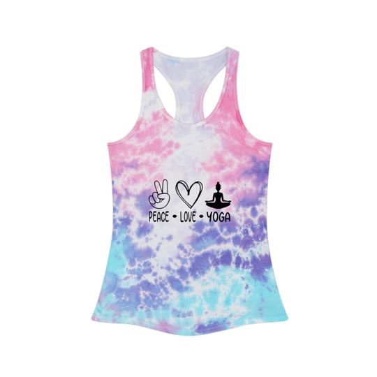 Discover Peace Love Yoga Tie Dye Racerback Tank Top