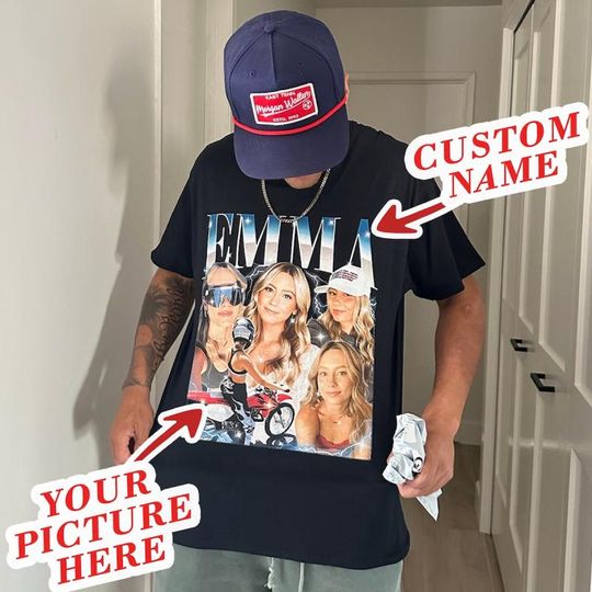 Discover Personalised Bootleg t shirt, Girlfriend t shirt Personalised Custom Collage Design Tshirt