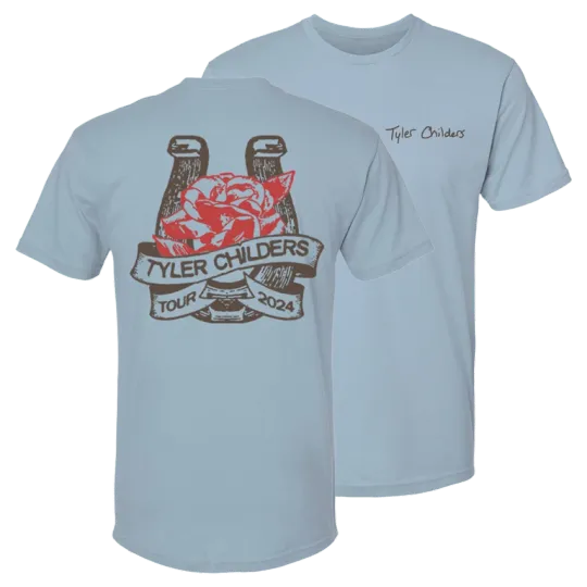 Discover 2025 Tyler Childers On The Road Tour Shirt, Blue Muleshoe T-Shirt