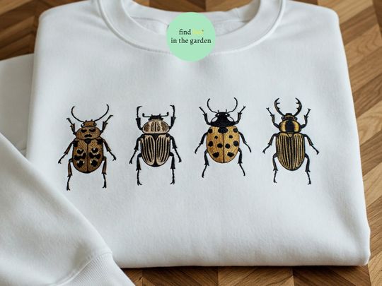 Discover Embroidered Insect Sweatshirt, Beetle Sweater Embroidery, Whimsigoth Clothes