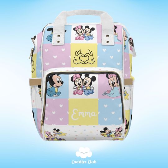 Discover Personalized Minniee and Mickeyy Diaper Backpack | Minniee and Mickeyy Diaper Bag