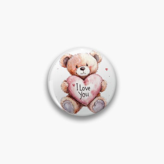 Discover Little bear and heart I love You Pin Button