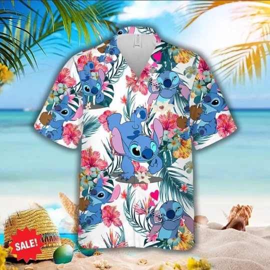 Discover Lovely Stitchh Hawaiian Button Down Shirt