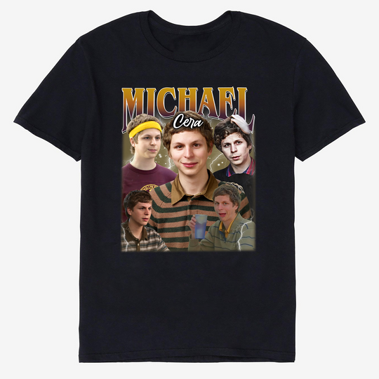 Discover Limited Michael Cera Vintage T-Shirt, Gift For Woman and Man Unisex T-Shirt Heavyweight T-shirt Men - Black, Size S