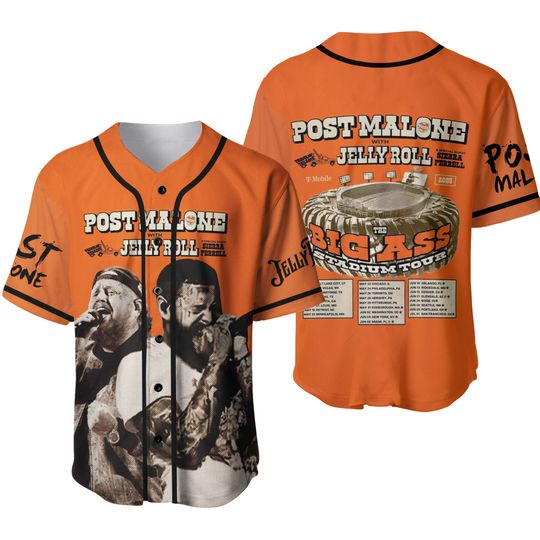 Discover Post Malone Jelly Roll Tour Baseball Jersey