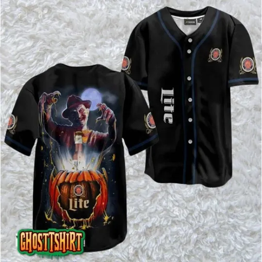 Discover Freddy Krueger Miller Lite Halloween Baseball Jerseys
