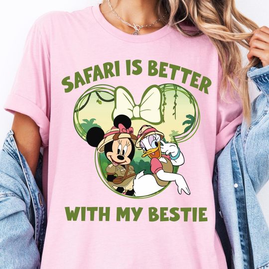 Discover Minniee & Daisy Safari T-Shirt, Disneyyy Safari is Better with My Besties Shirt