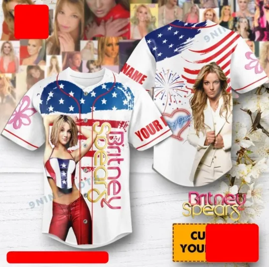 Discover Britney Spears Britney Jean American Flag Personalized Baseball Jersey