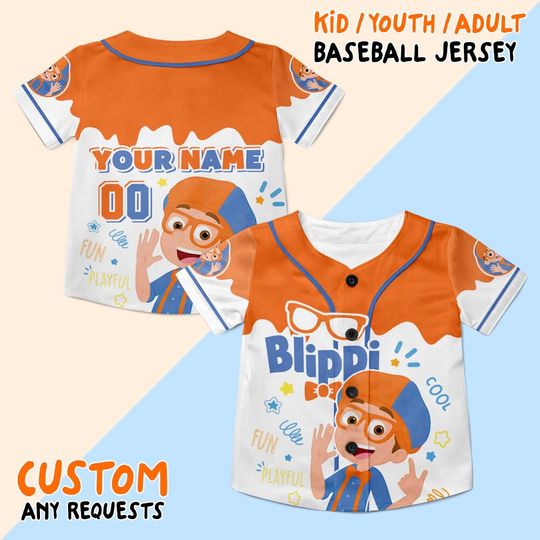 Discover Custom Blippi Baseball Jersey, Family Birthday Jersey, Personalized Birthday Jersey