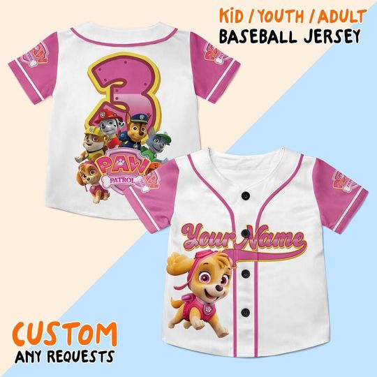 Discover Personalized Paw Patrol Skye Baseball Jersey, Custom Family Patrol Jersey