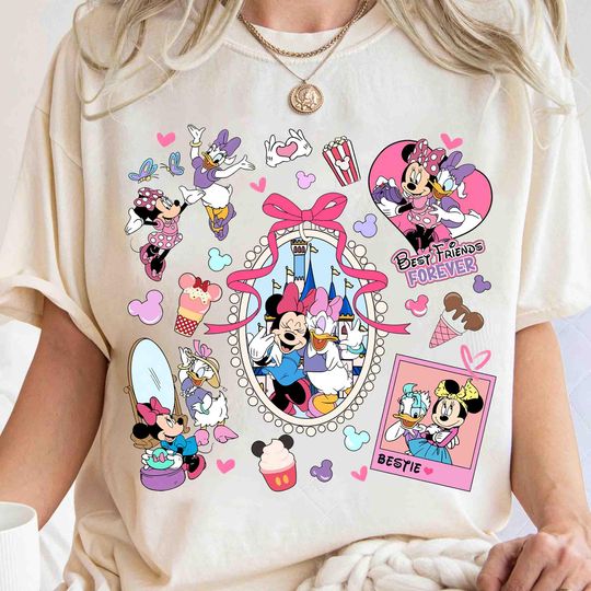 Discover Coquette Bows Minniee And Daisy shirt, Disneyyy With My Bestie Shirt