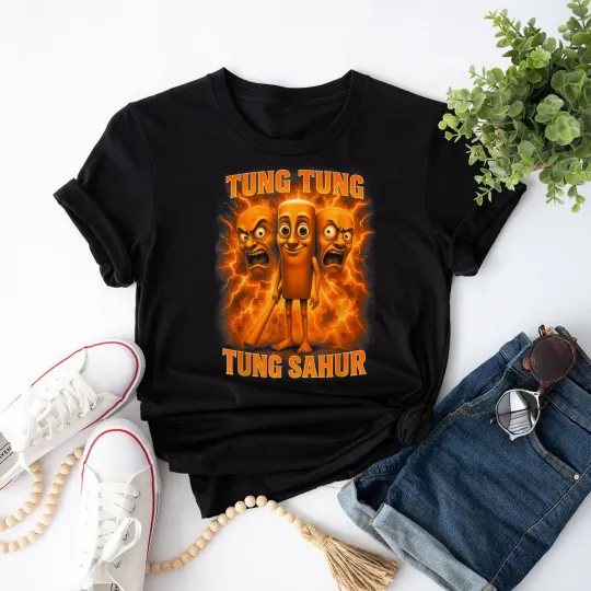 Discover Tung Tung Tung Sahur Italian Brainrot Meme Bootleg T-Shirt