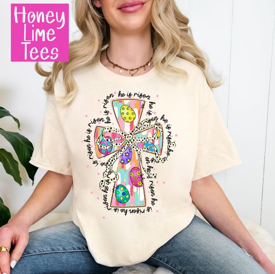 Discover He is Risen T-shirt, Easter Cross Shirt, Christian Cross Shirt