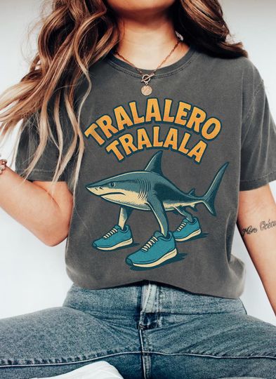 Discover Tralalero Tralala Funny Shark Meme T-shirt, Brain Rot Shirt