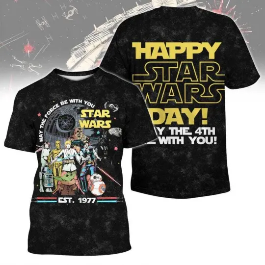 Discover Happy Starr Warss Day May The Force Be With You Tshirt 3D Hoodie 3D Printed