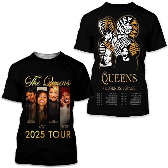 Discover The Queens 4 Legends 1 Stage 2025 Tour 3D T-Shirt