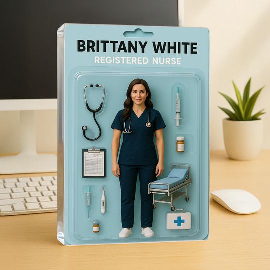 Discover Custom 3D Effect Nurse Action Figure Plaque, Custom Face RN Nurse Flat Acrylic Plaque