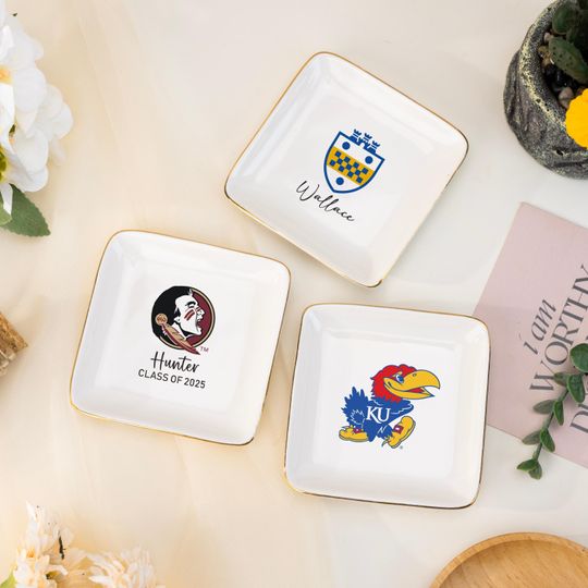 Discover University Custom Trinket Ring Dish, Personalized College Logo Ring Dish
