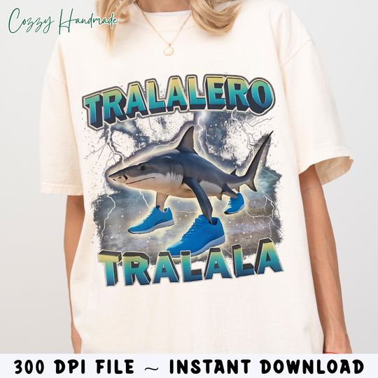 Discover Tralalero Tralala Funny Shark Meme Shirt, Brain Rot Shirt