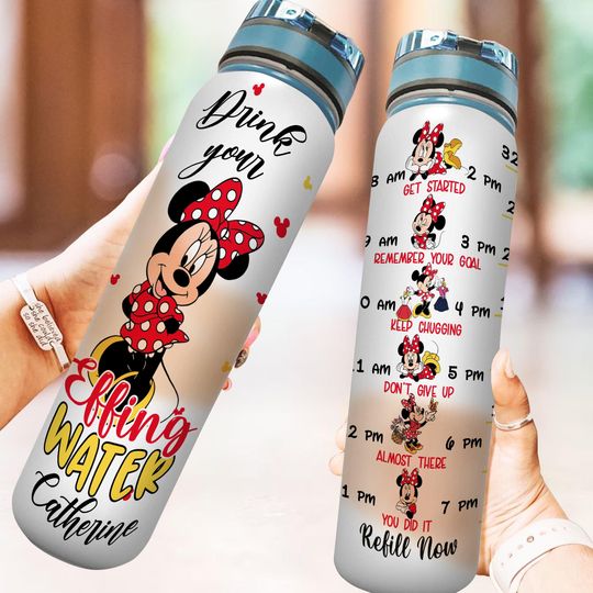 Discover Custom Disneyyy Minniee Mouse Water Bottle Tracker, Minniee Mouse