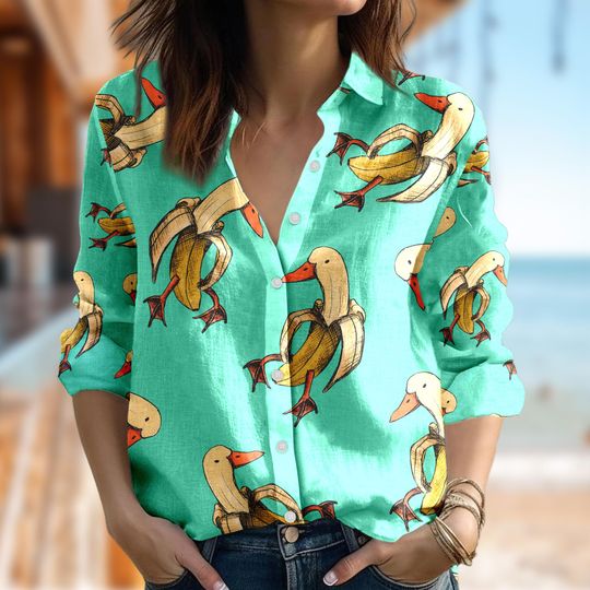 Discover Funny Banana Duck Shirt, Banana Duck Button Up Shirt Holiday, Banana Duck Casual