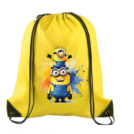 Discover Minion Backpack - Minions Drawstring Backpack - Birthday Party Favor Bag - Minions Backpack
