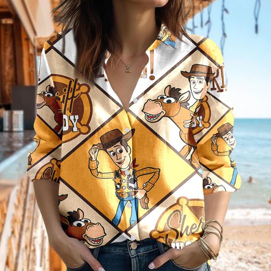 Discover Disneyyy Woodyy toy stories Women Casual Shirt, toy stories Shirt, Woodyy Cowboy Button Up