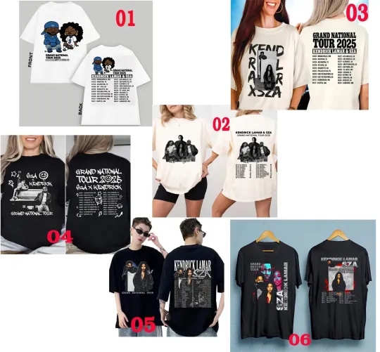 Discover Kendrick Lamar-Sza Grand National Tour 2025 New Album T-Shirt
