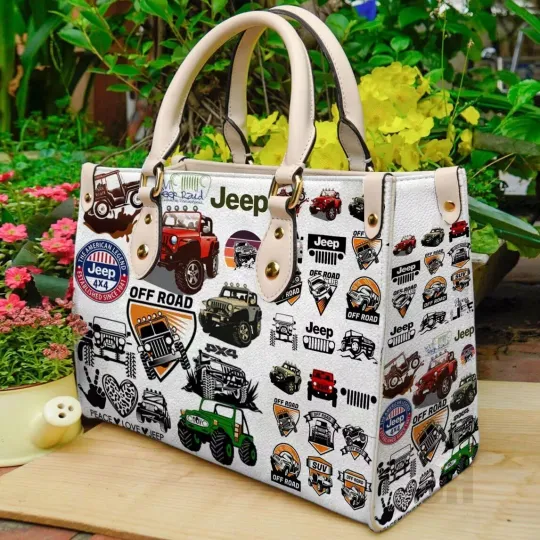 Discover Jeep Car Leather Handbag, Jeep Car Auto Racing Lovers Gift Bag