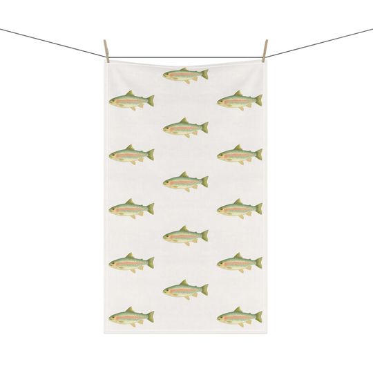 Discover Fish Pattern Towel, Coastal Kitchen Decor, Nautical Dish Towel