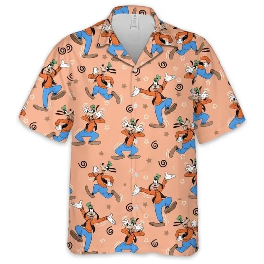 Discover goofyy Goof Pattern Cartoon Funny Dog Disneyyy Theme Colorful Aloha Hawaiian Shirt