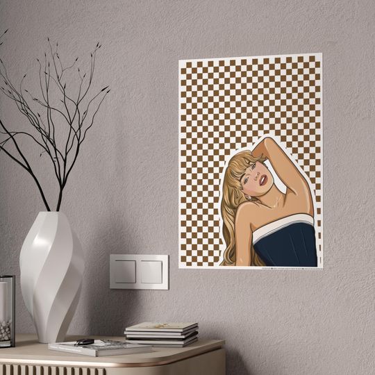 Discover Sabrina Carpenter Poster | Retro Checkered Art Work | Sweet n' Short Posters | Pop Star Wall Art | Espresso Art Design | Music Lover Gift