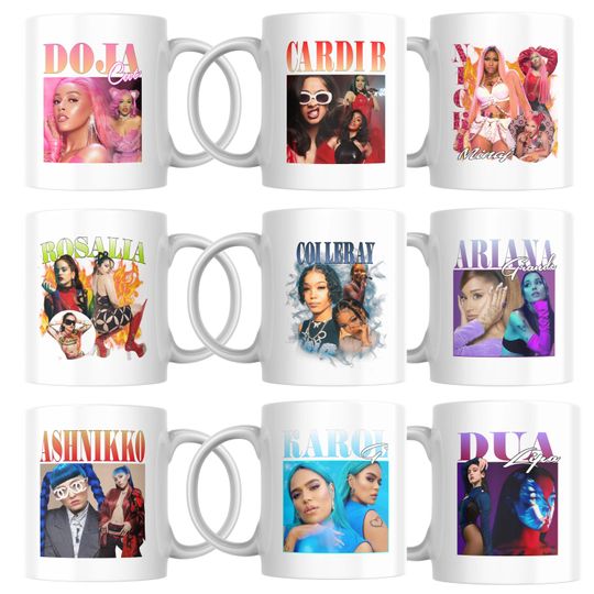 Discover Bootleg Musician Mug / Nicki Minaj Doja Cat Cardi B Coi Leray Ashnikko Rosalia Dua Lipa Ariana Karol G