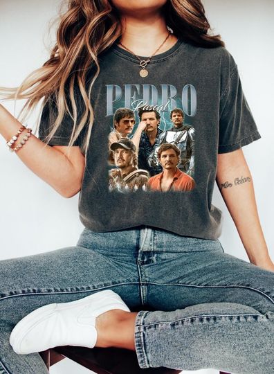 Discover 90s Retro Funny Pedro Pascal T-Shirt, Retro Funny Pedro Pascal  Pedro Pascal Fans Gift, Pedro Pascal Tribute Celebrity Graphic Tee