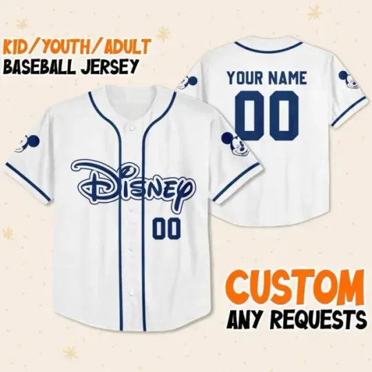 Discover Custom White Disneyyy Mickeyy Baseball Jersey