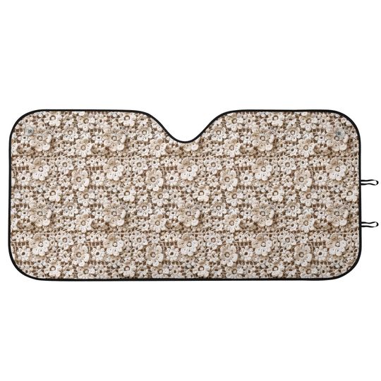Discover Beige Floral Sunshade for Car, Floral Windshield Sunshade