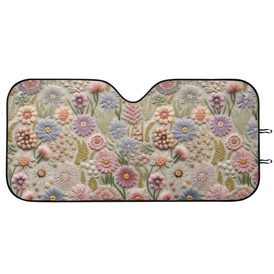 Discover Pastel Blossom Windshield SunShade, Floral Sunshade for Car