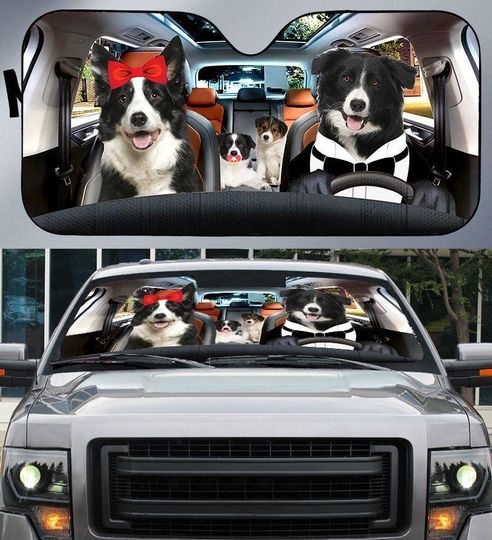 Discover Border Collie Car Sun Shade, Dog SunShade, Animal Auto Sunshade