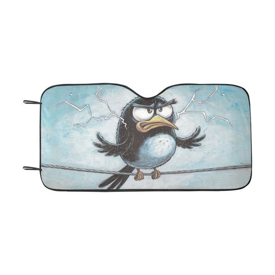 Discover Funny Grumpy Bird Windshield Sun Shade, Lightning Car Auto Protector