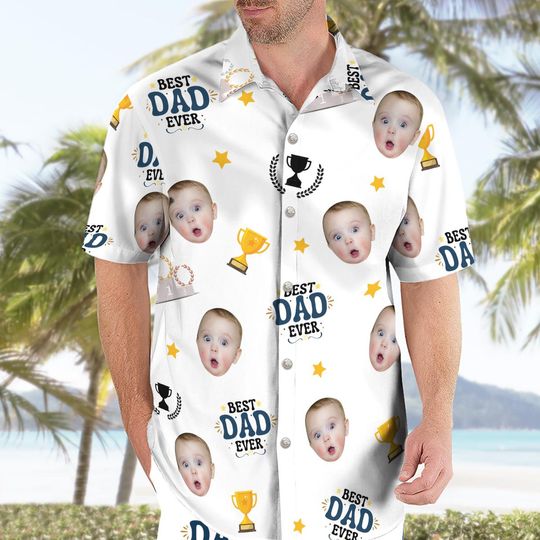 Discover Personalized Father's Day Hawaiian Shirt, Custom Face Photo