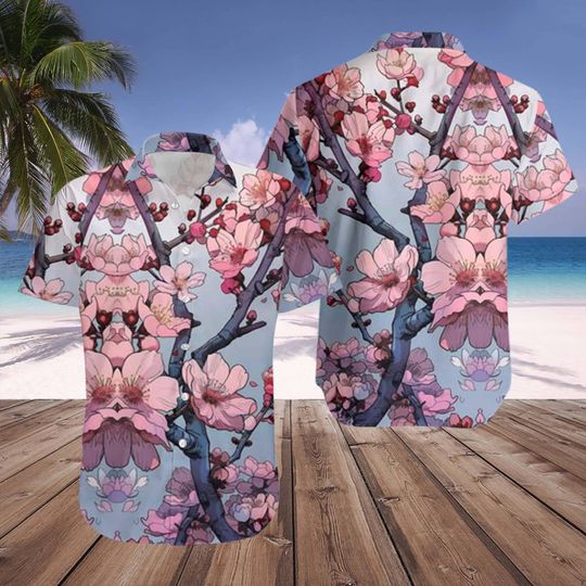 Discover Cherry Blossom Hawaiian Shirt, Tropical Aloha Shirt, Tropical Aloha Shirt
