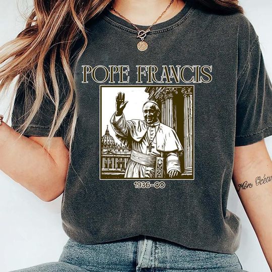 Discover Pope Francis Memorial Shirt, Rest in Peace Religious Tee, Retro Catholic Tribute Shirt