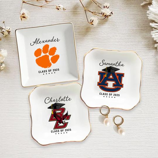 Discover Custom University Logo Trinket Ring Dish, Custom Graduation Gifts for Her