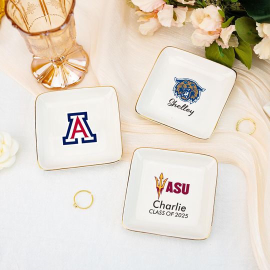 Discover University Custom Trinket Ring Dish, Graduation Jewelry Dish, University