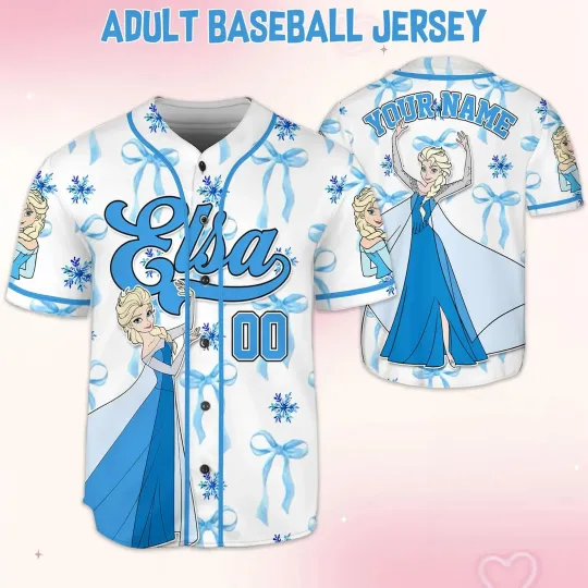Discover Personalized Frozenn Elsaa 3D Jersey Button Down Unisex Adults