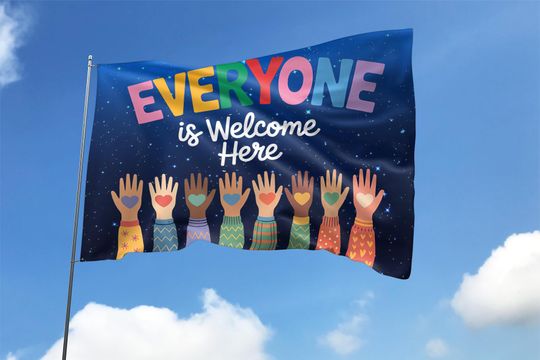 Discover Everyone is Welcome Here House Flag, Anti Trump House Flag